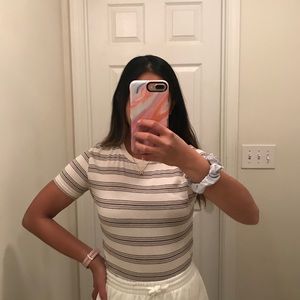 Brandy Melville Pink Stripped Tee